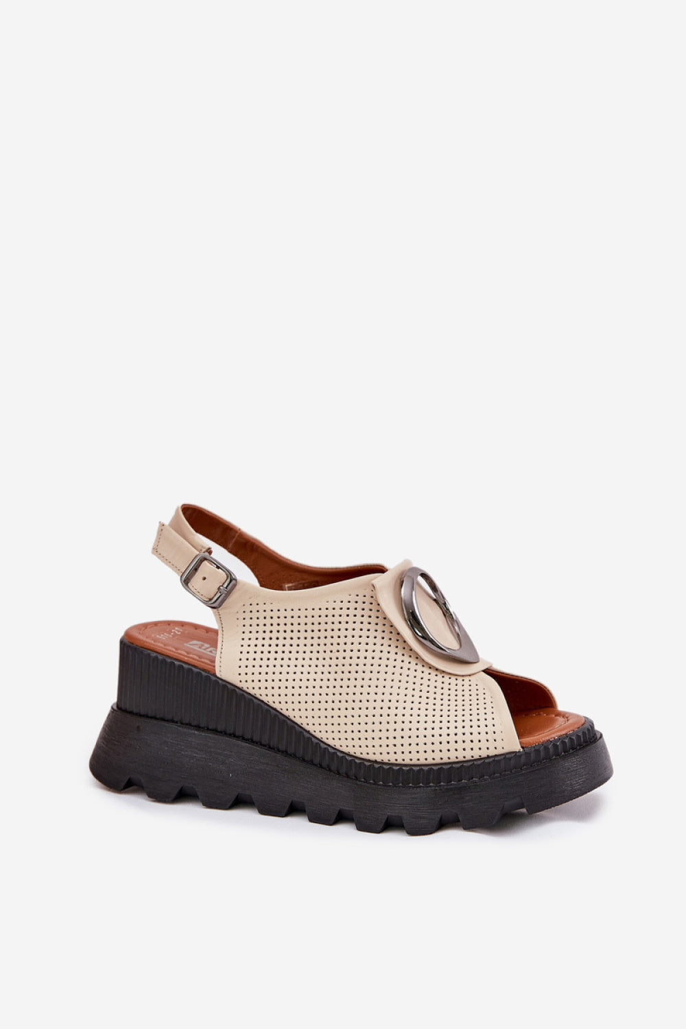 Step In Style Artiker Beige Leather Wedge Sandals - view 2