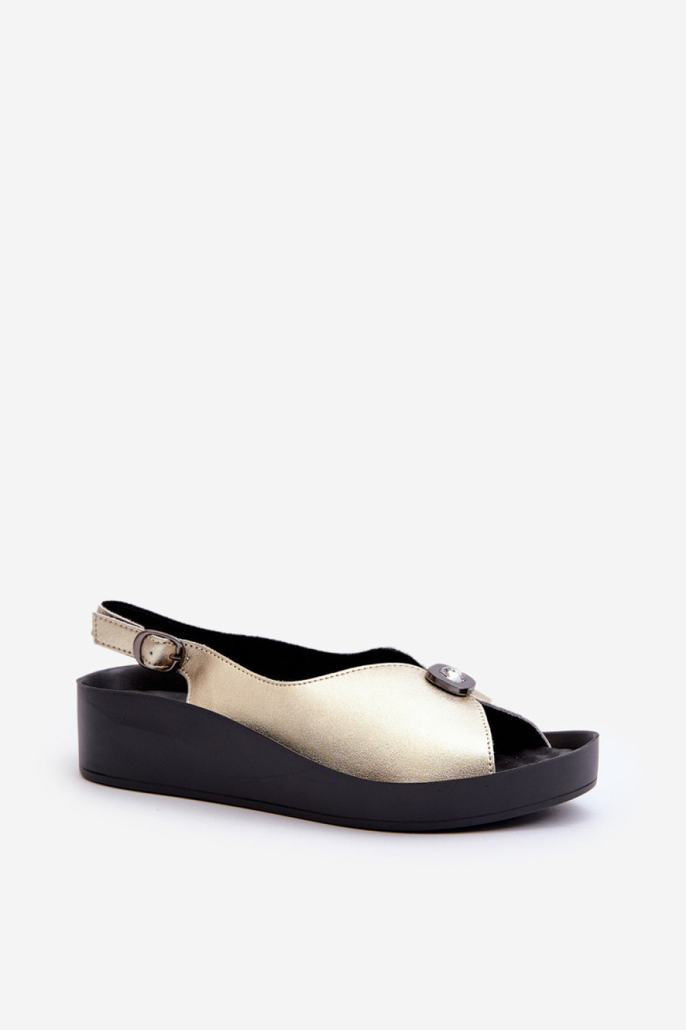 Step In Style Gold Platform Wedge Sandals - view 2
