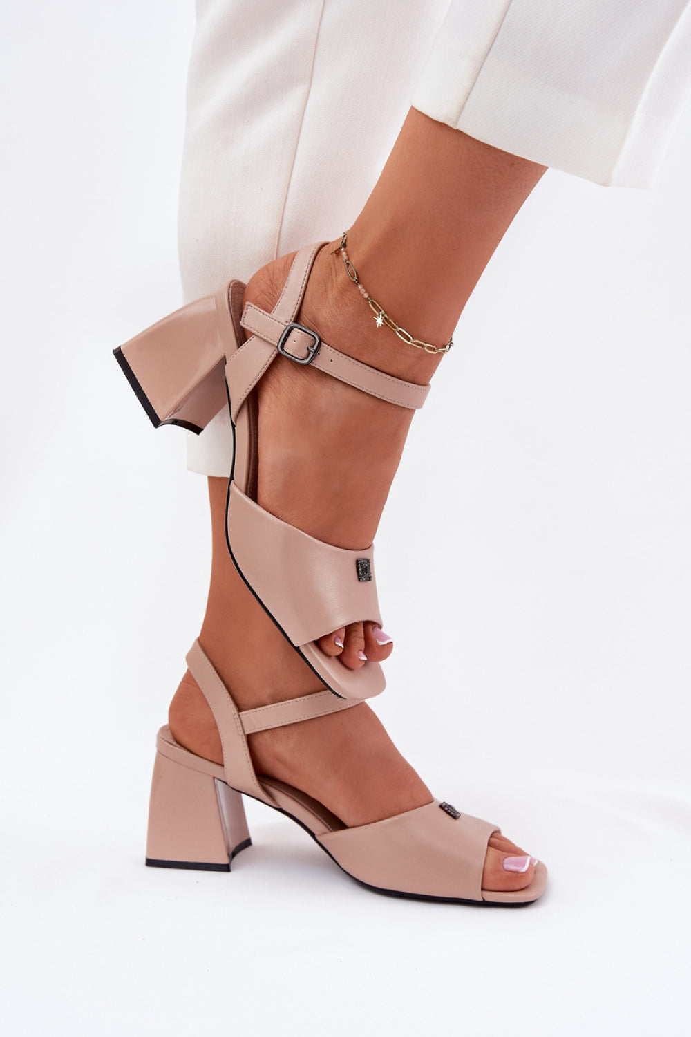 Step In Style Vinceza Beige Faux Leather Heeled Sandals - view 3