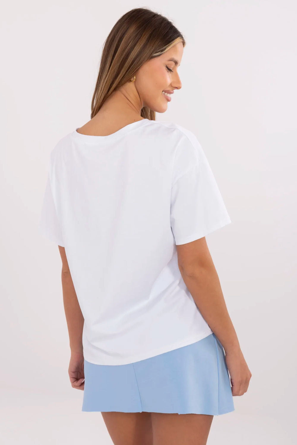 Italy Moda White Short Sleeve Cotton T-Shirt - view 3
