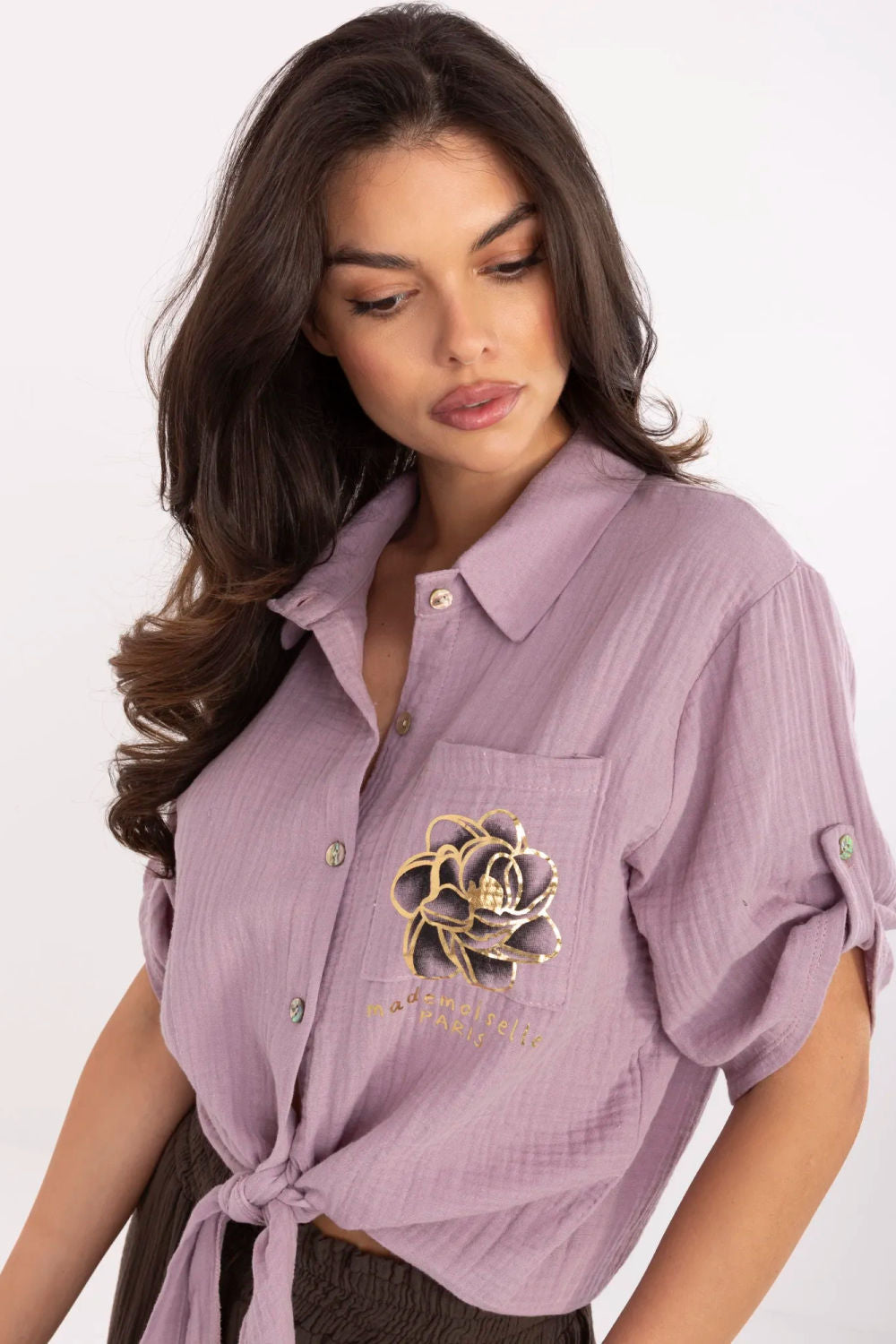 Italy Moda Light Violet Cotton Shirt - view 4