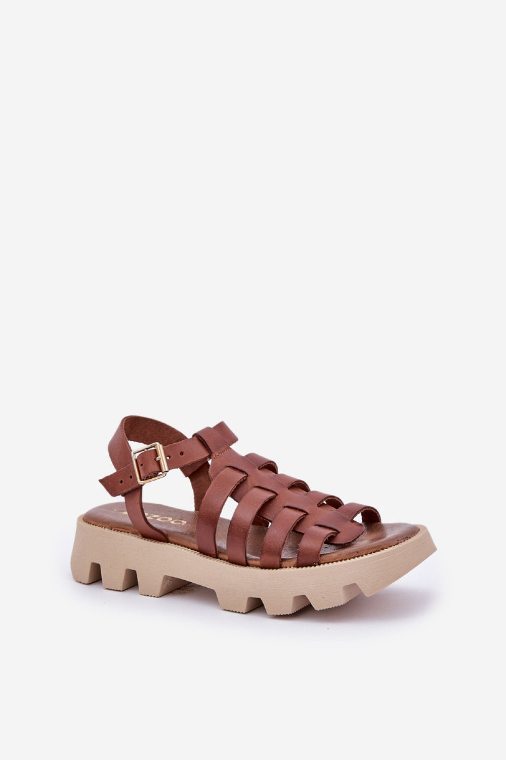 Step In Style Zazoo Brown Leather Platform Sandals with Buckle - view 2