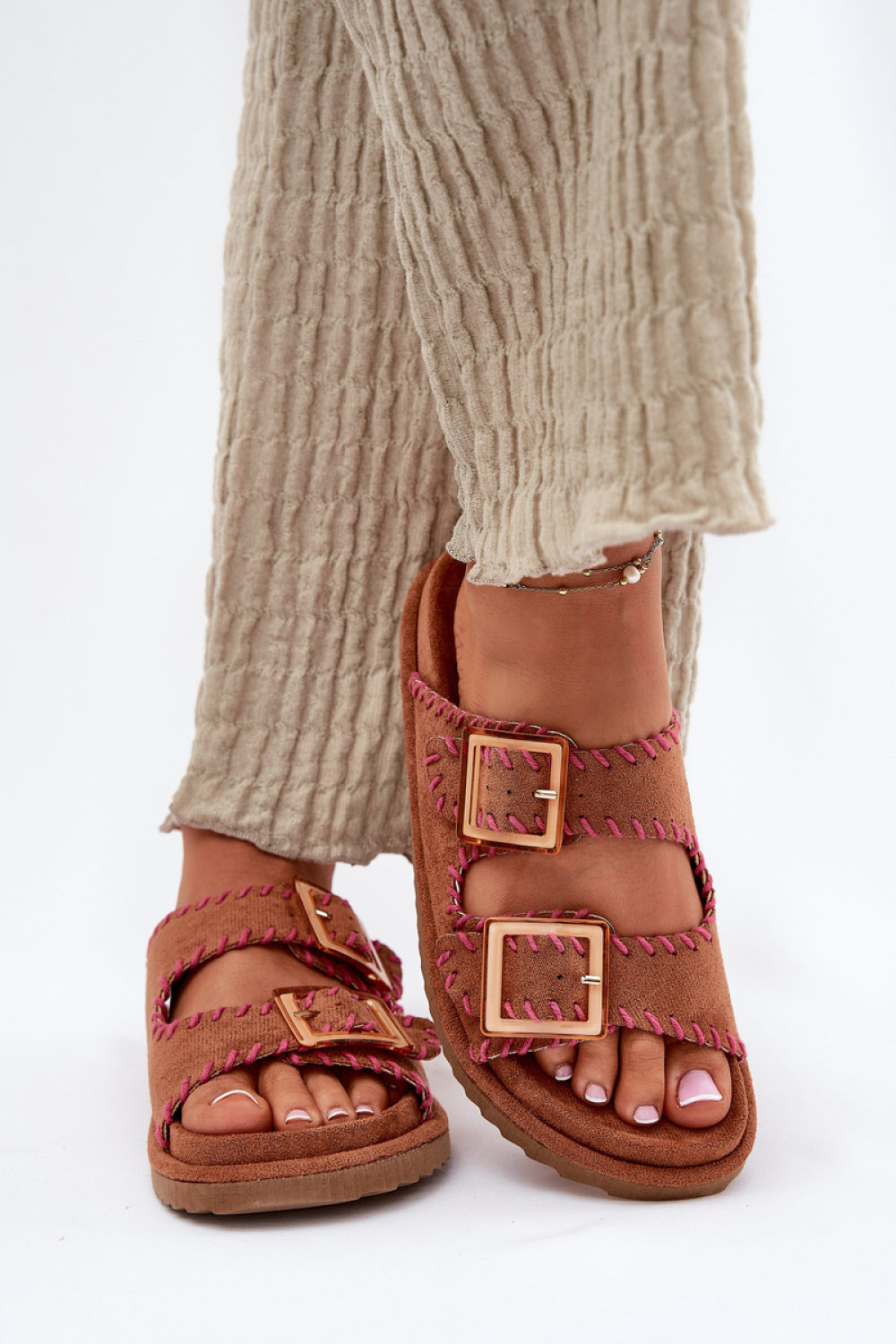 Step In Style Visley Camel Faux Suede Flip Flops - view 3