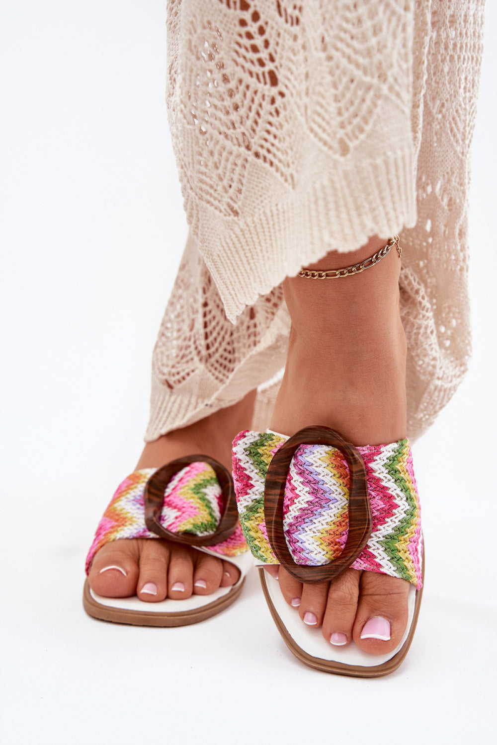 Step In Style Luwam White Faux Leather Flip Flops