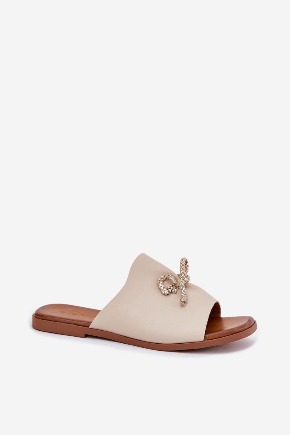 Step In Style Norela Beige Faux Leather Flat Flip Flops - view 2