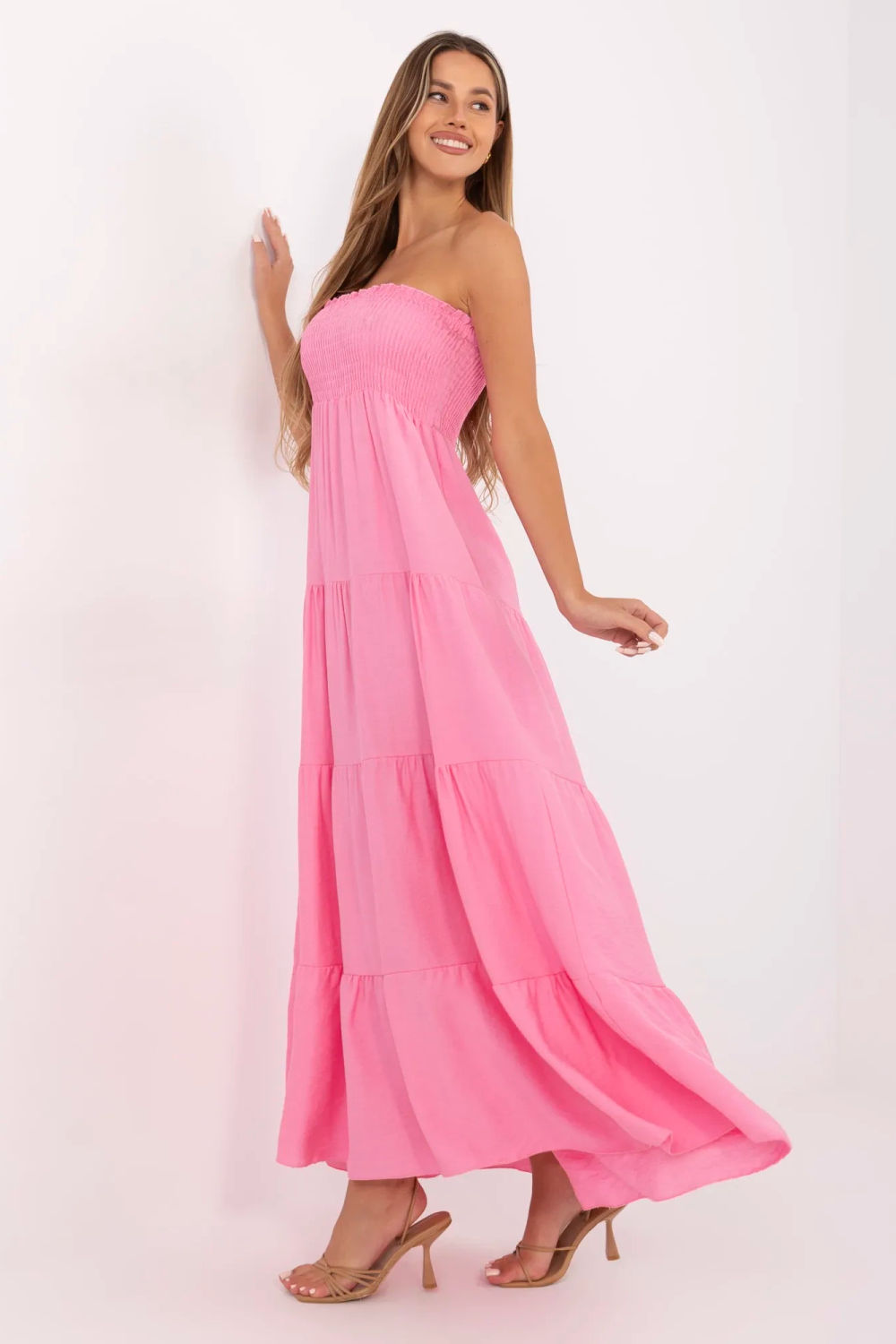 Italy Moda Pink Maxi Linen Dress - view 2