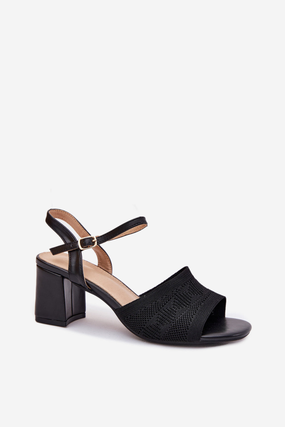 Step In Style Sarena Black Faux Leather Block Heel Heeled Sandals - view 2