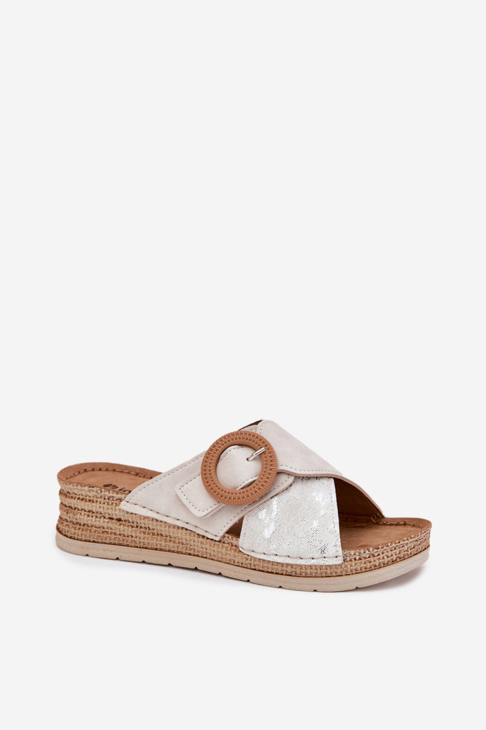 Step In Style Inblu Light Beige Suede Wedge Flip Flops - view 2