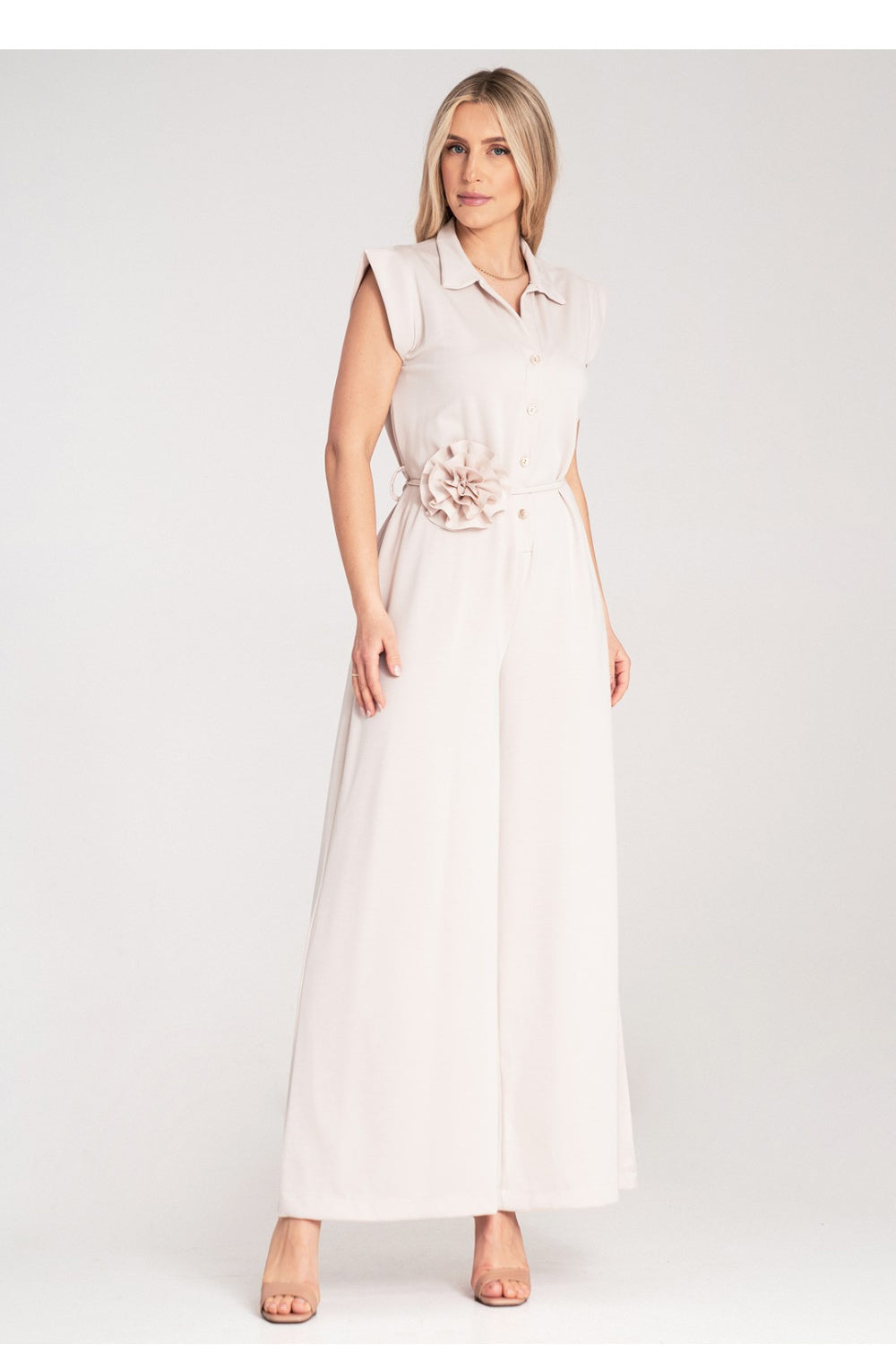 Figl Beige Collared Jumpsuit - view 2