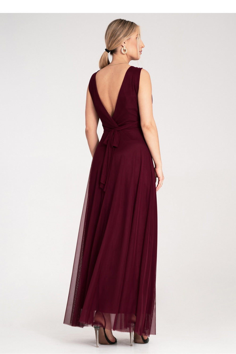 Figl Burgundy Maxi Wrap Cocktail Dress - view 3