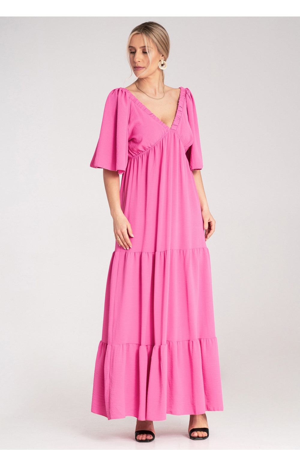 Figl Fuchsia Maxi V-Neck Dress - view 4