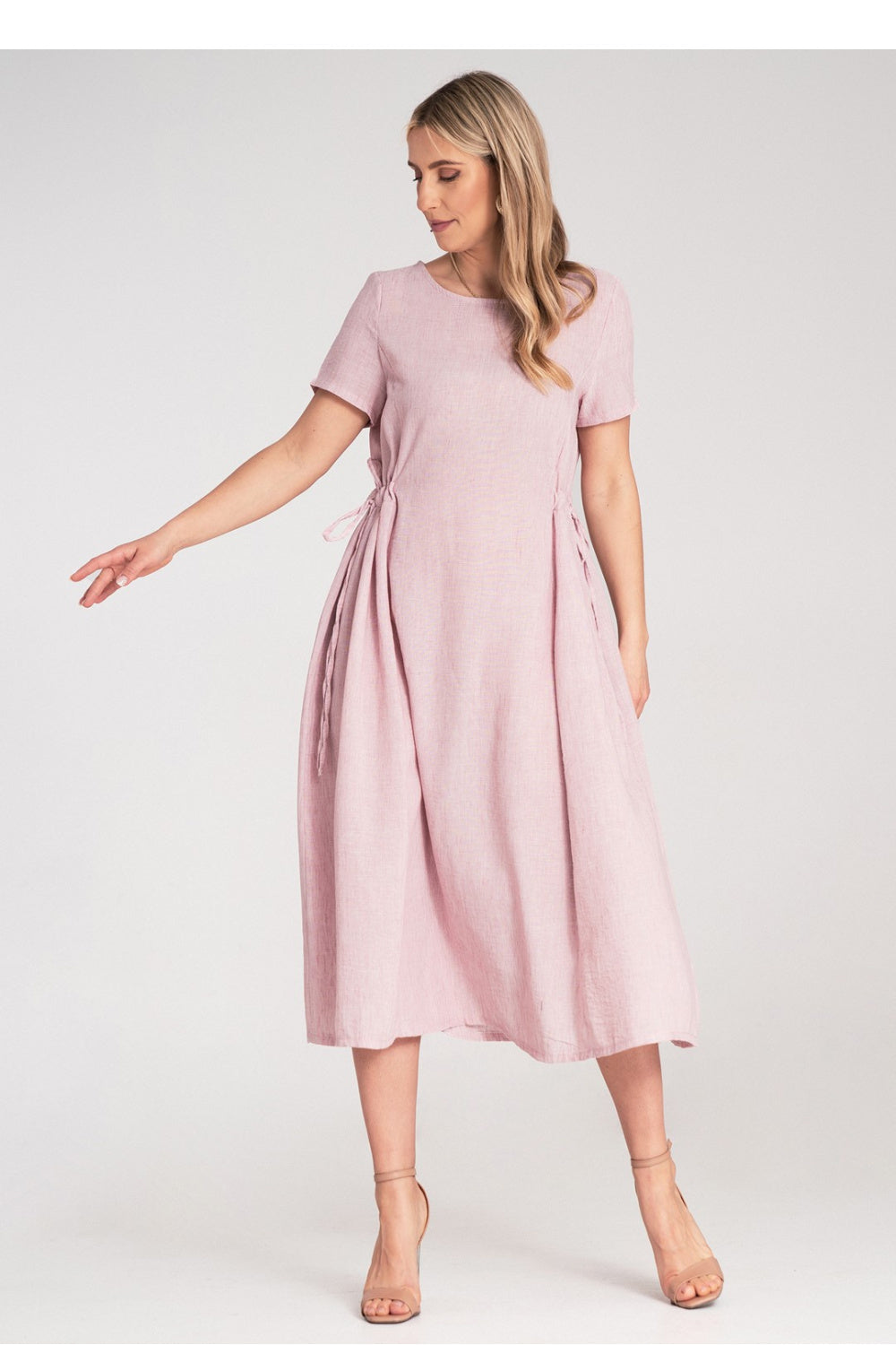 Figl Pink Midi Flared Short Sleeve Dress - view 2