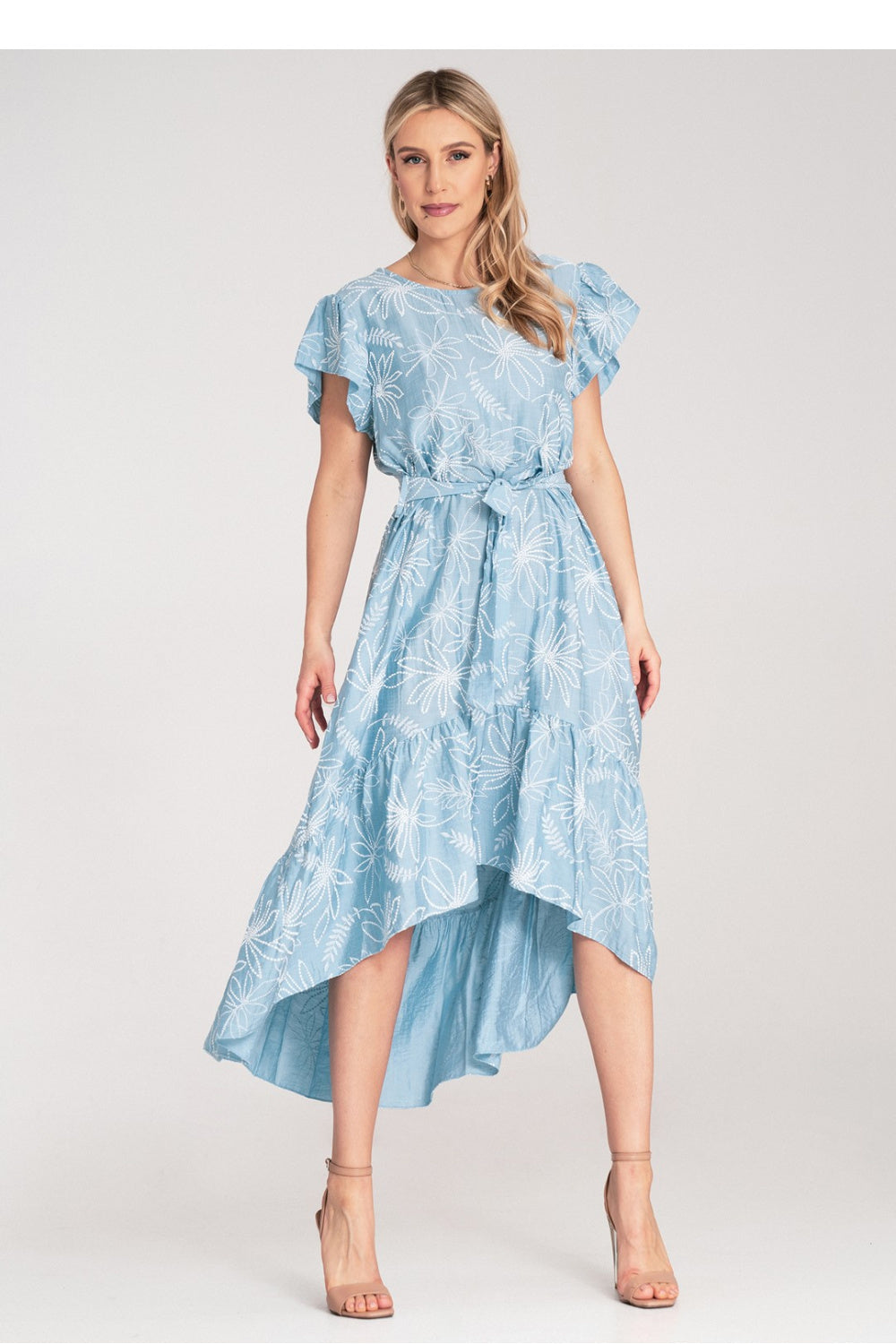 Figl Blue Round Neck Midi Floral Dress - view 4