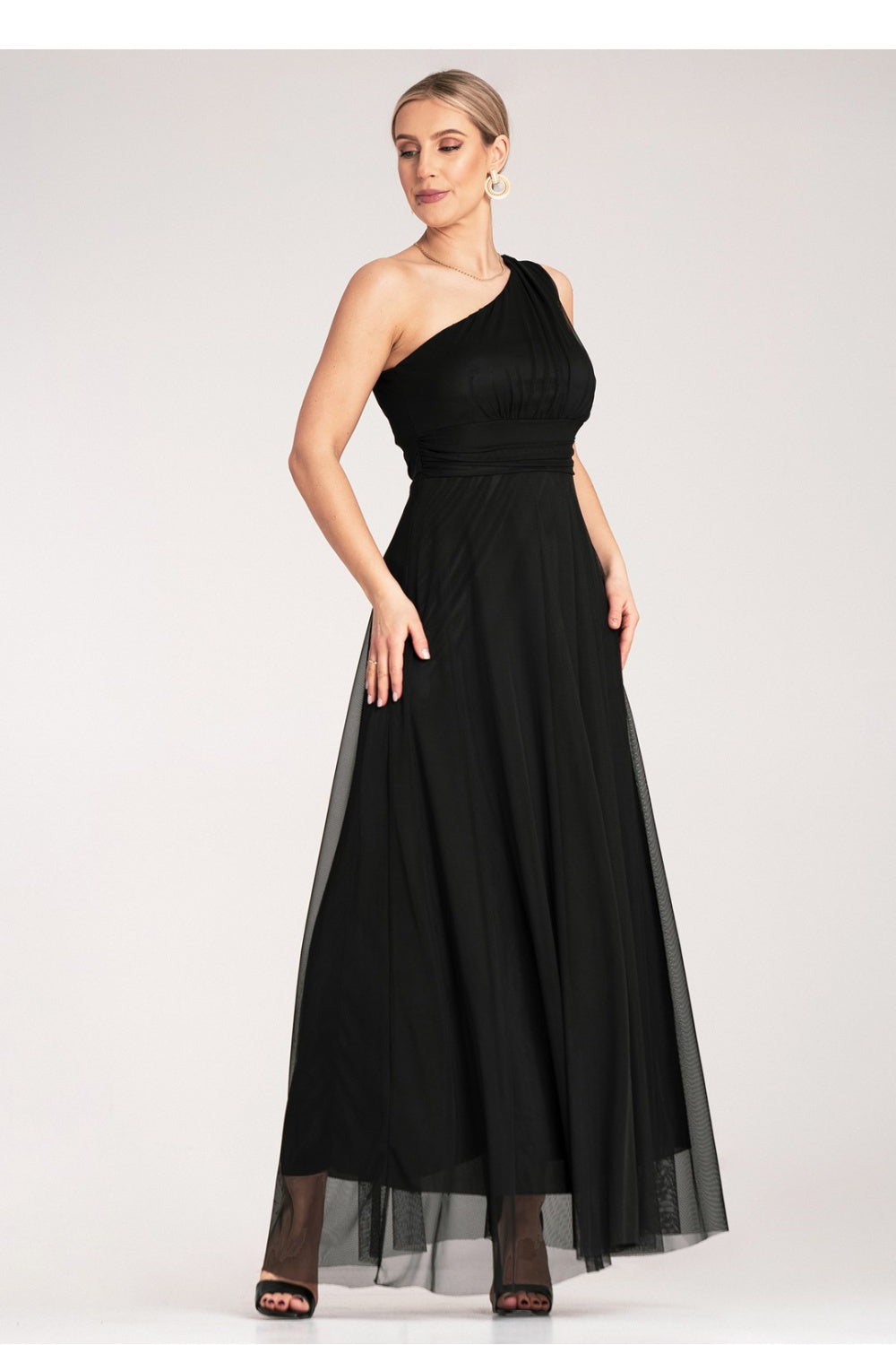 Figl Black Asymmetric Maxi Evening Dress - view 2