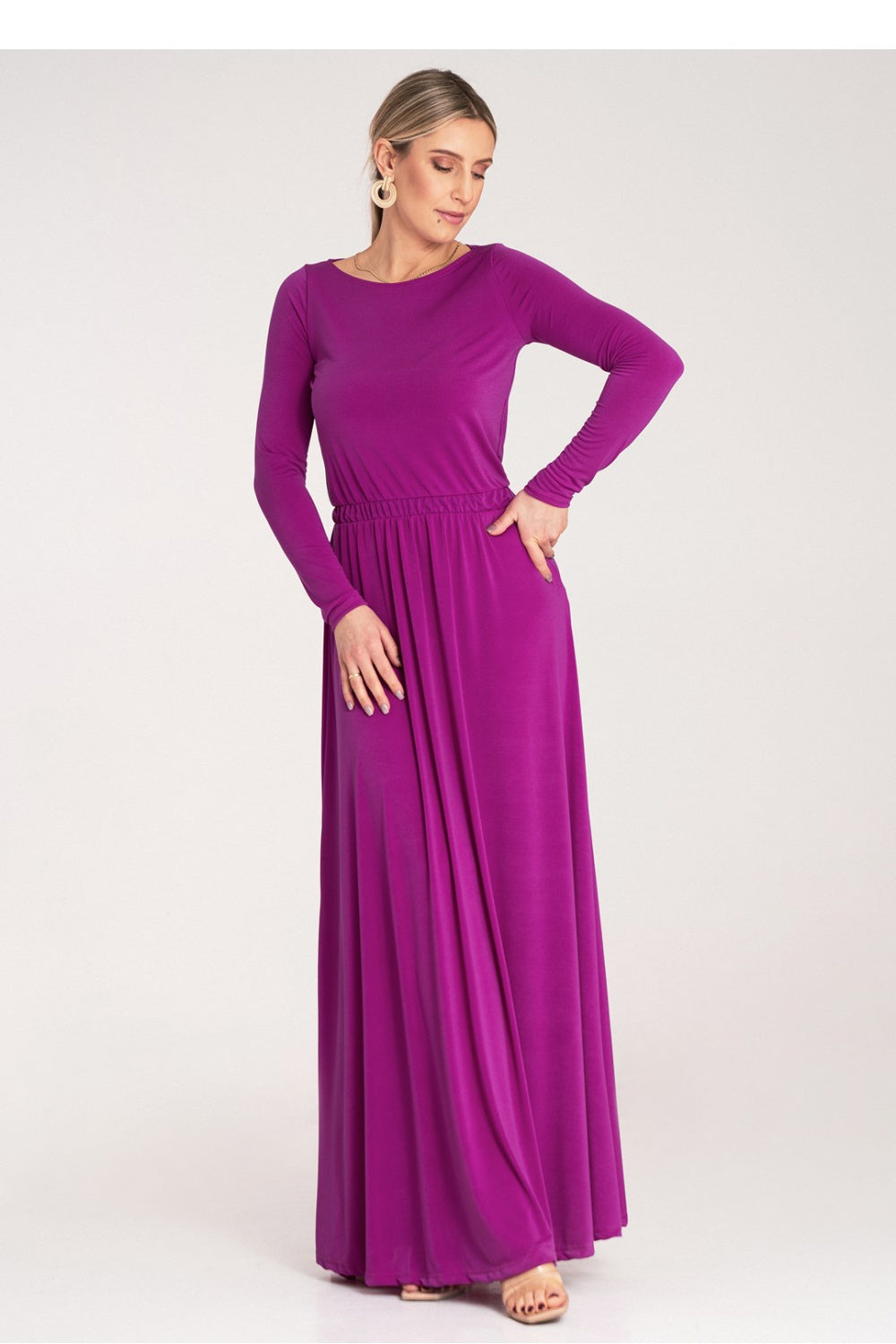Figl Fuchsia Maxi Long Sleeve Dress - view 4