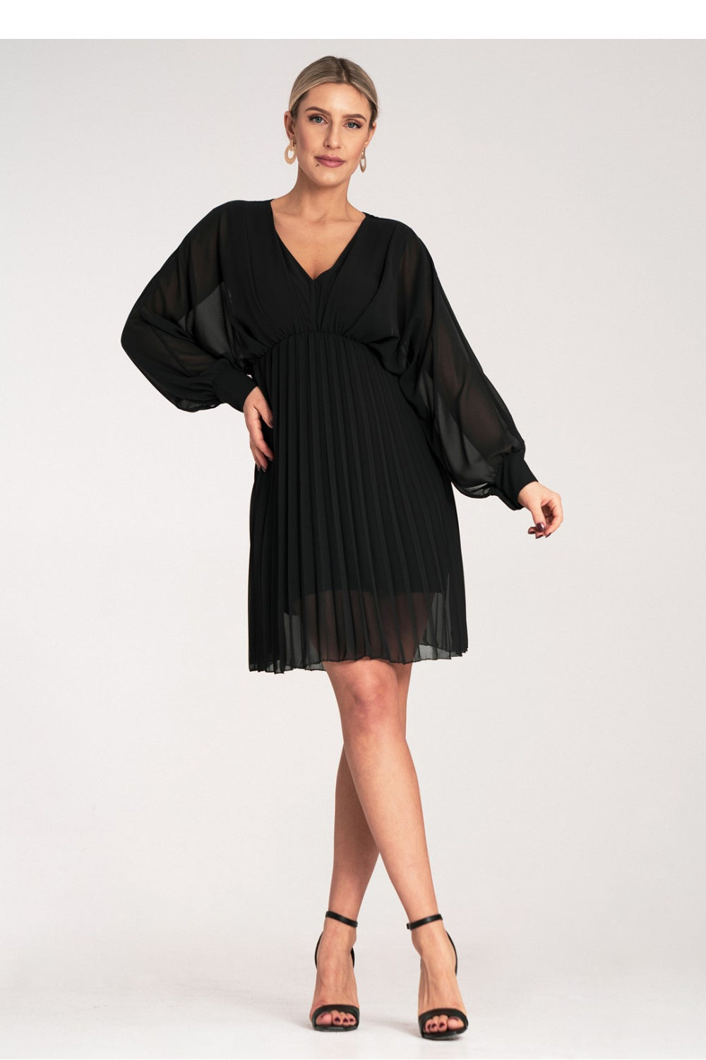 Figl Black Mini Chiffon Cocktail Dress