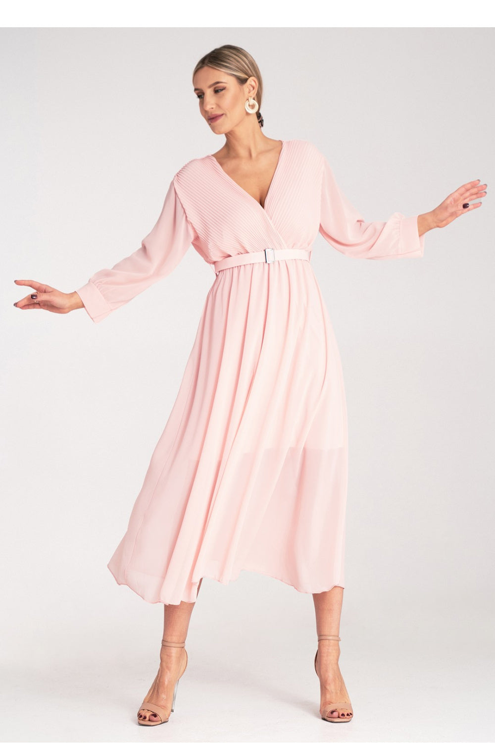 Figl Pink Maxi Wrap Long Sleeve Cocktail Dress - view 2