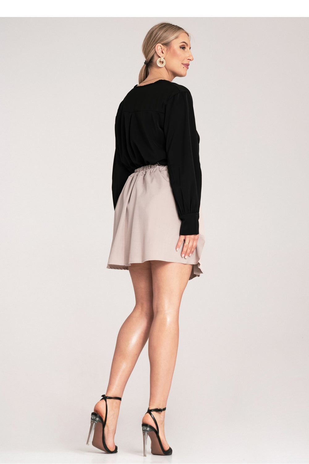Figl Beige Pleated Mini Skirt - view 3