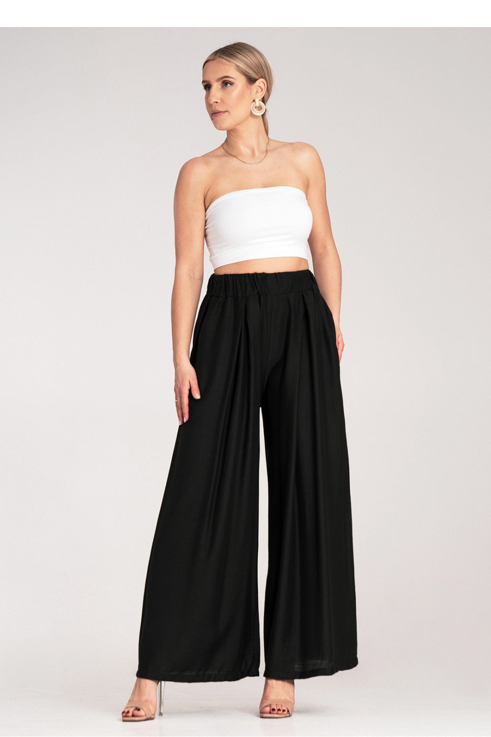 Figl Black Loose Fit Pleated High Waisted Trousers - view 2