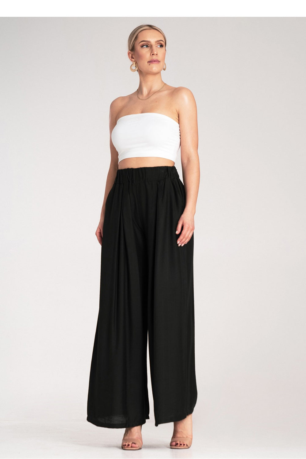 Figl Black Loose Fit Pleated High Waisted Trousers - view 4