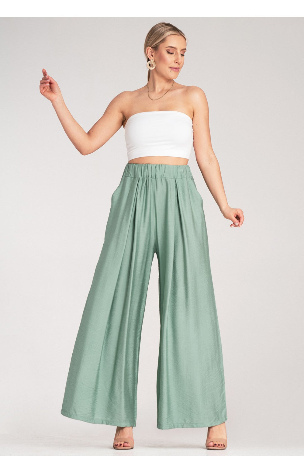 Figl Mint Pleated High Waisted Trousers
