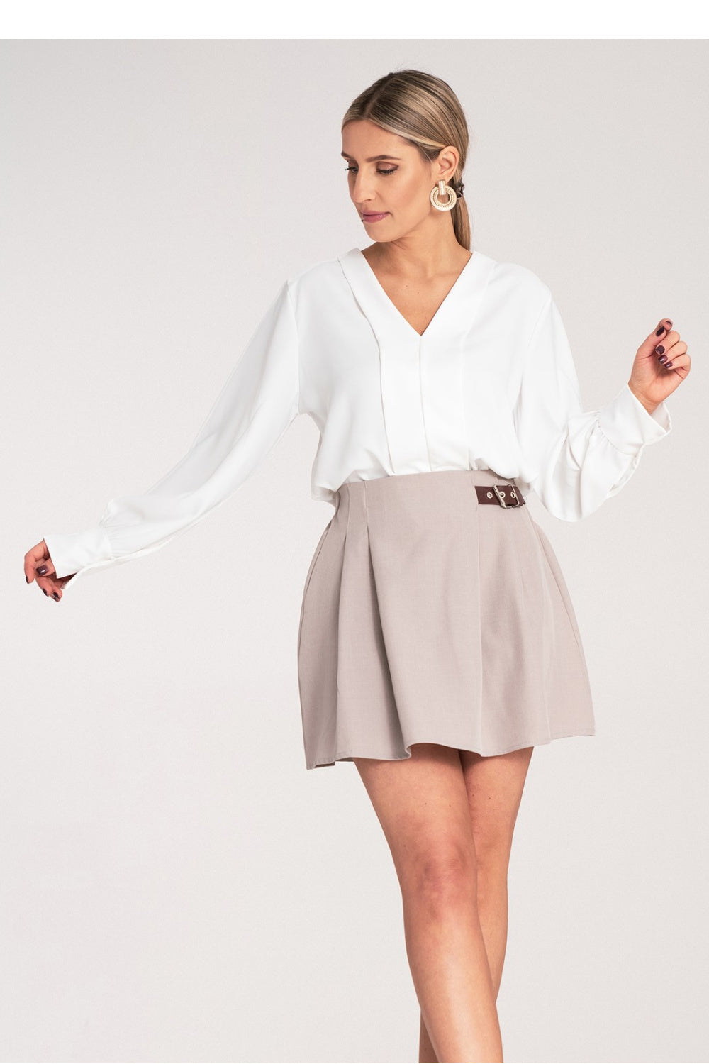 Figl Beige Flared Mini Skirt