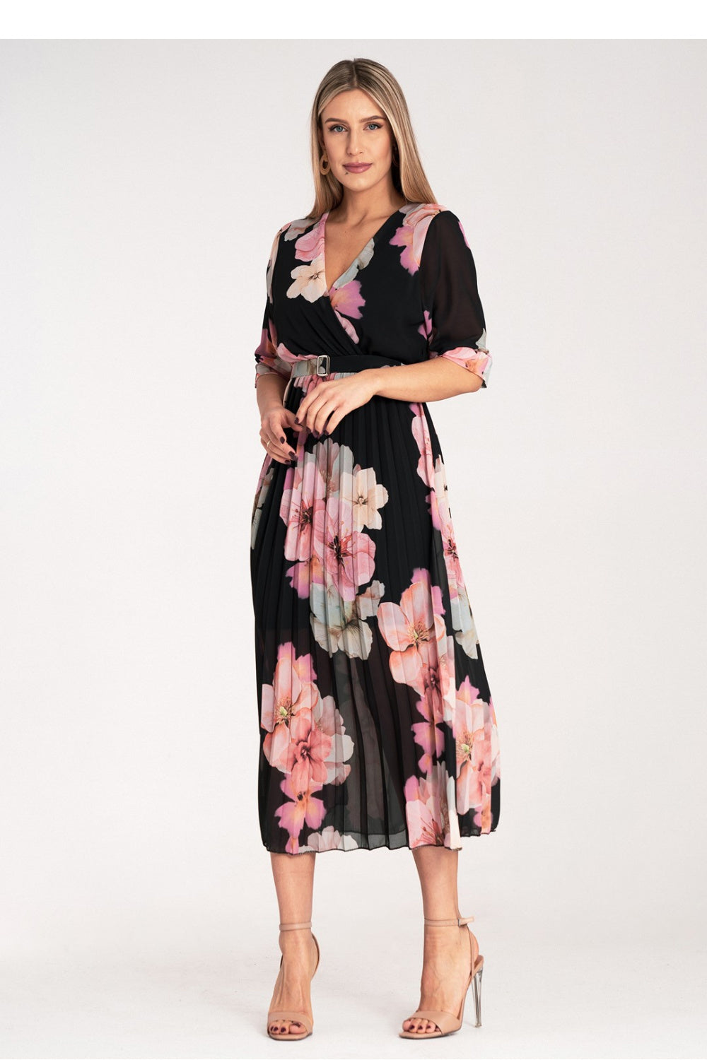 Figl Black Midi Floral Wrap Dress - view 4