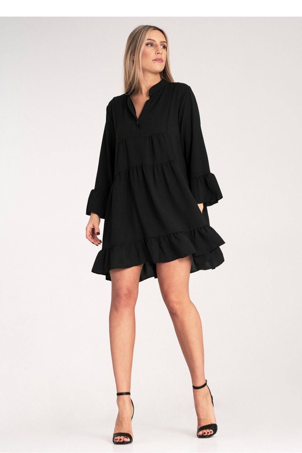 Figl Black V-Neck Dress - view 2