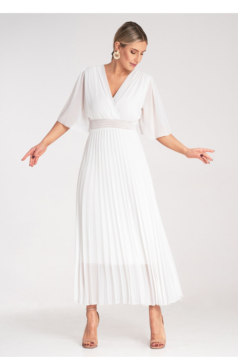 Figl White Maxi Pleated Cocktail Dress - view 2
