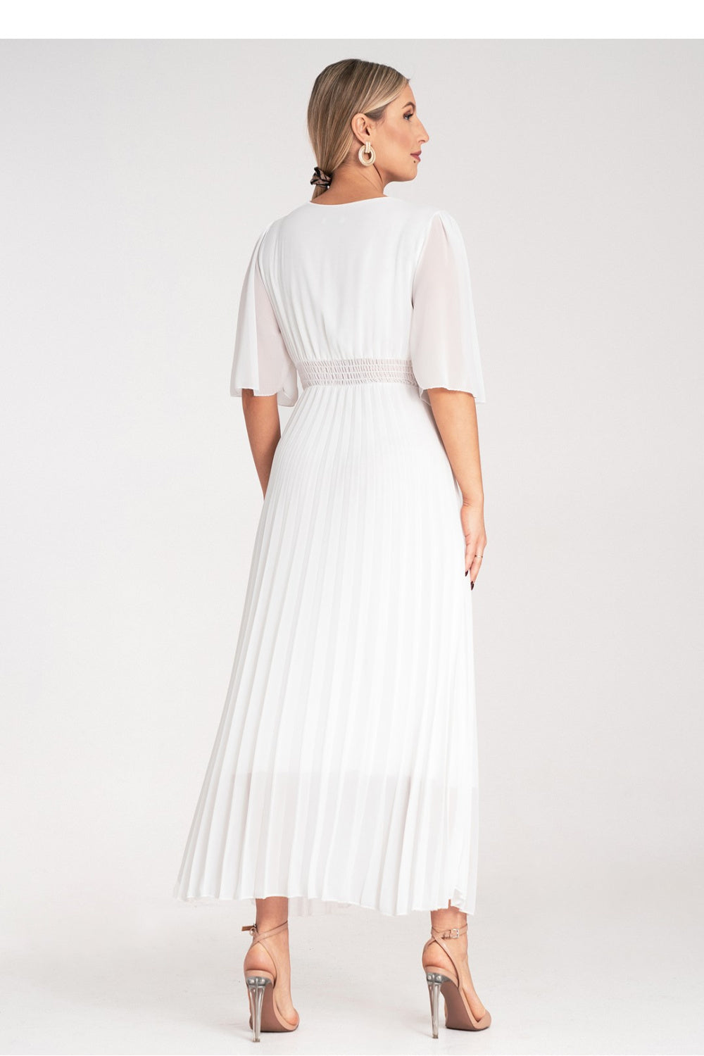 Figl White Maxi Pleated Cocktail Dress - view 3