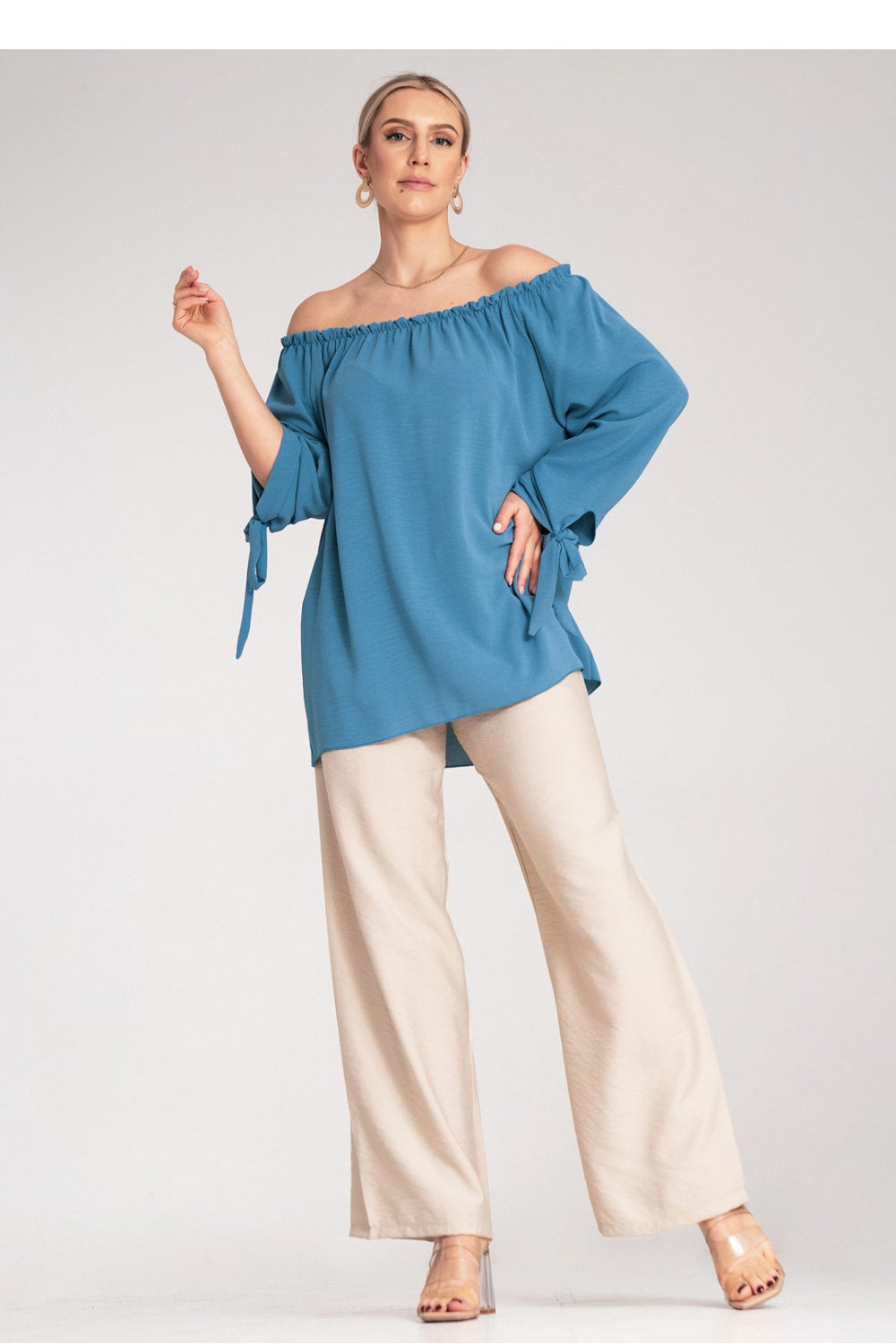 Figl Blue Pleated Blouse - view 4