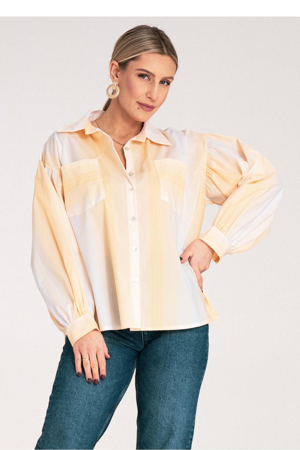 Figl Yellow Striped Long Sleeve Top