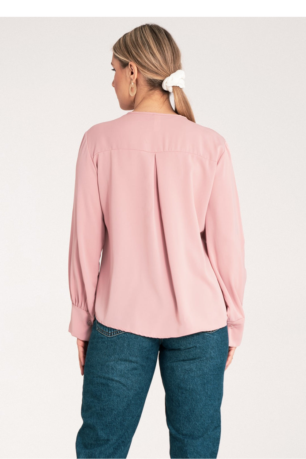 Figl Pink Satin V-Neck Blouse - view 3