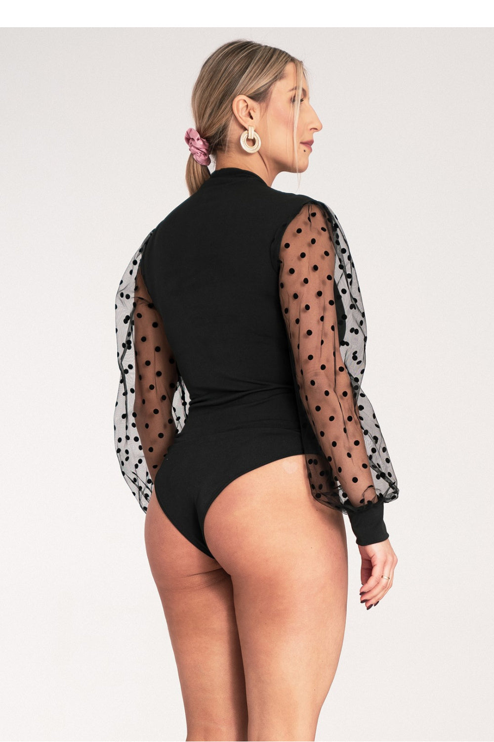 Figl Black Mesh Polka Dot Shapewear Bodysuit - view 3