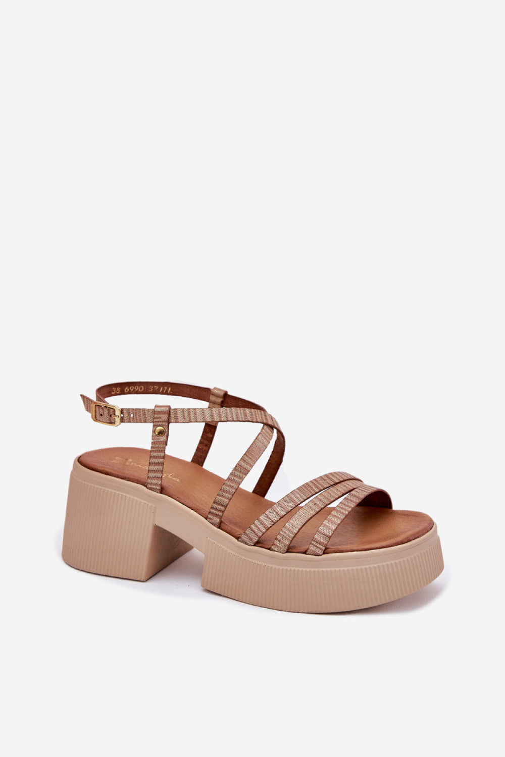 Step In Style Maciejka Gold Leather Platform Heeled Sandals - view 2