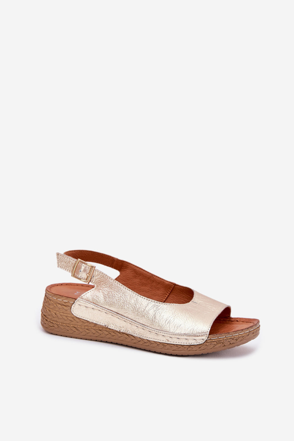 Step In Style Maciejka Gold Leather Wedge Sandals - view 2