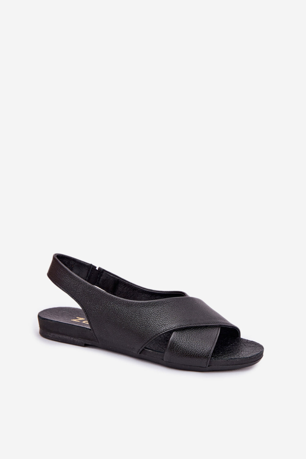 Step In Style Zazoo Black Leather Flat Sandals - view 2