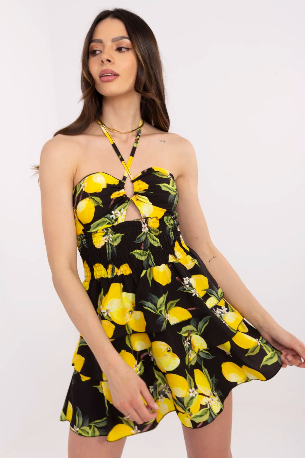 Italy Moda Yellow Mini Flared Dress