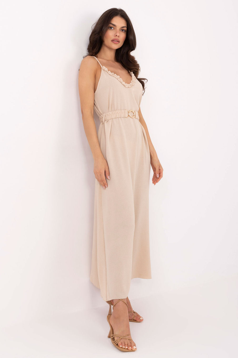 Och Bella Beige Maxi Flared Dress - view 2