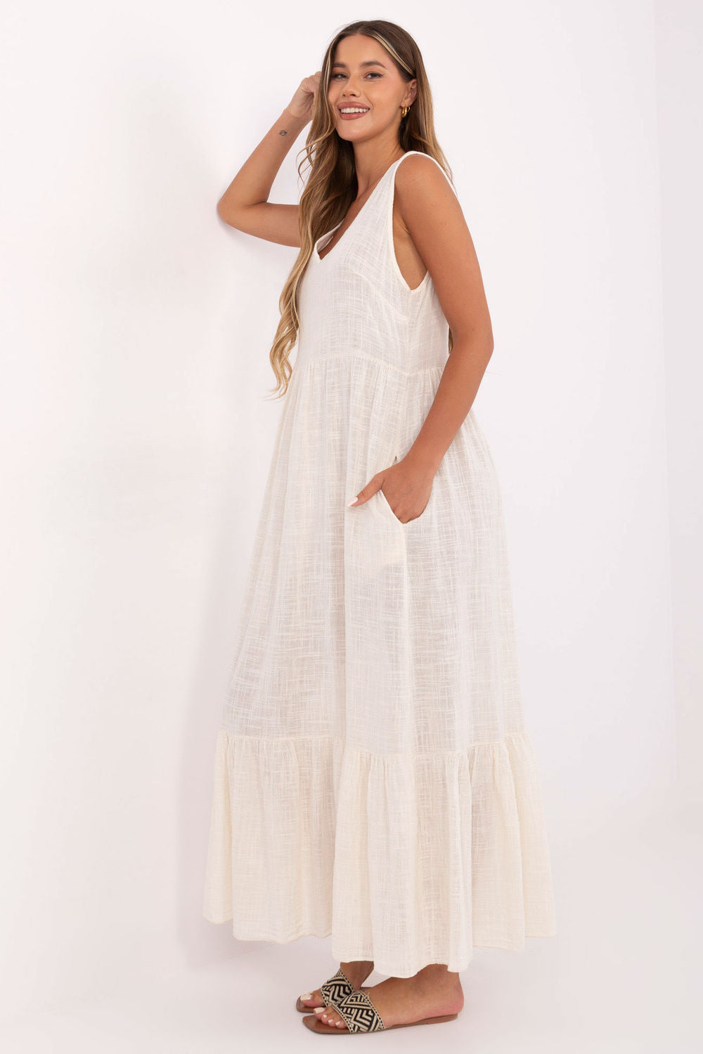 Och Bella Light Beige Flared Dress - view 2