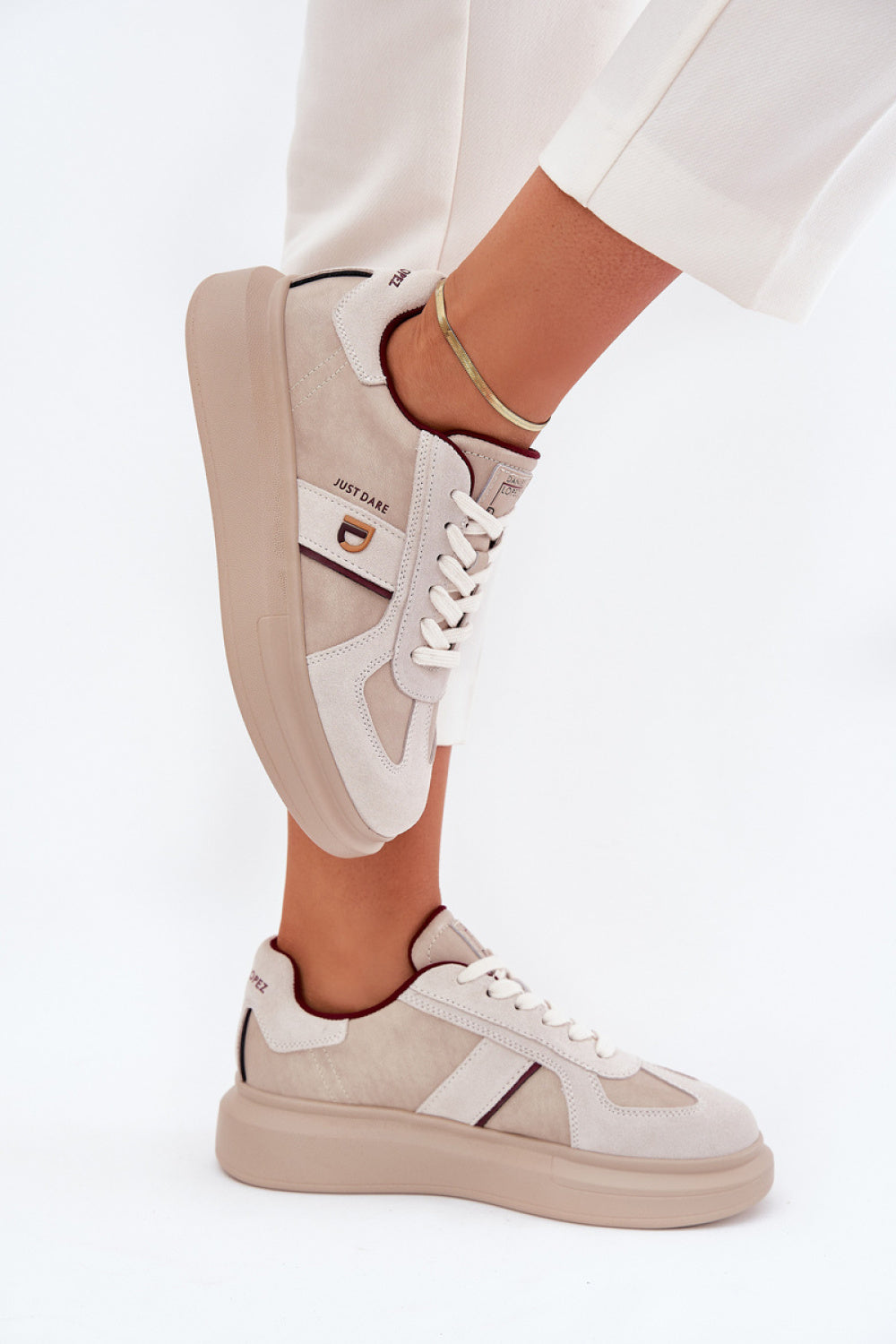 Step In Style Beige Leather Trainers - view 3