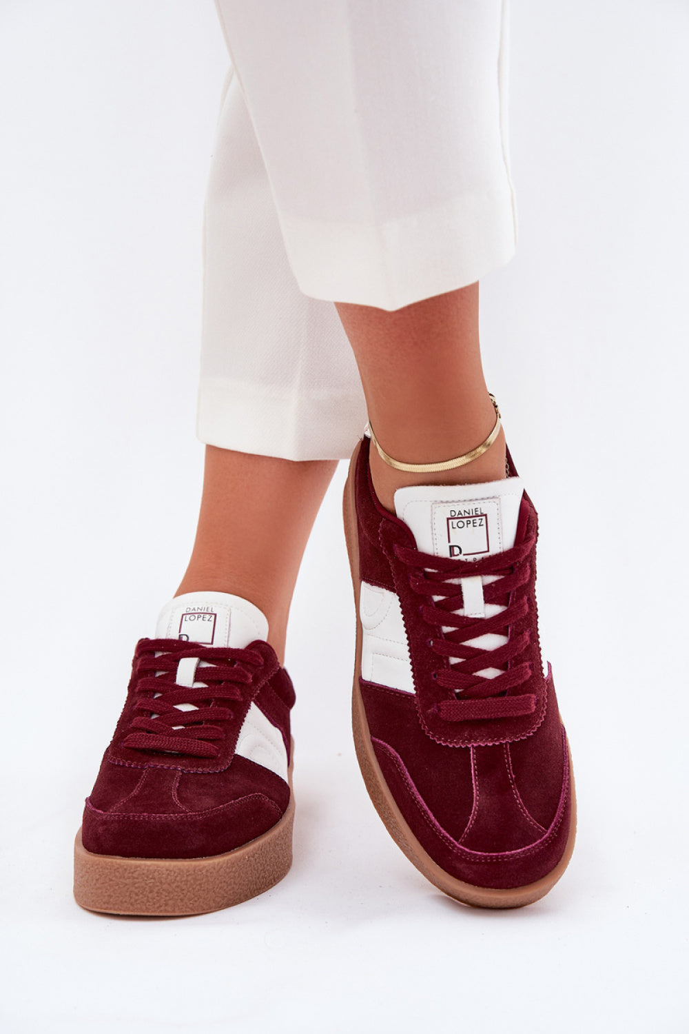 Step In Style Burgundy Leather Trainers