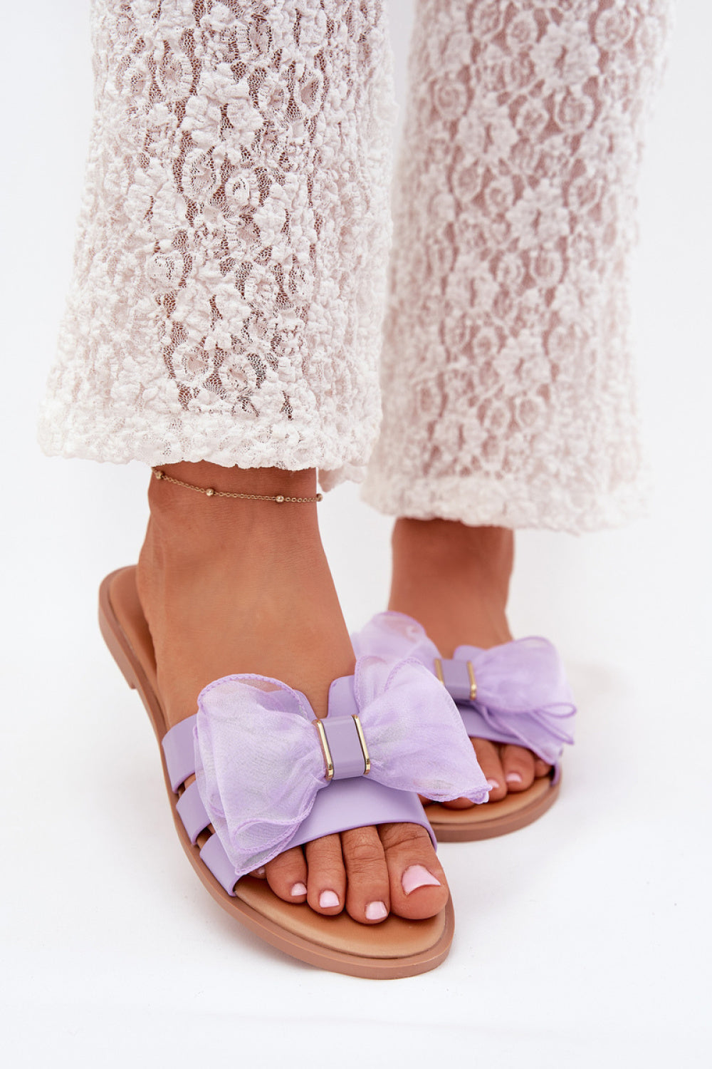 Step In Style Tanira Violet Mesh Flat Flip Flops - view 3
