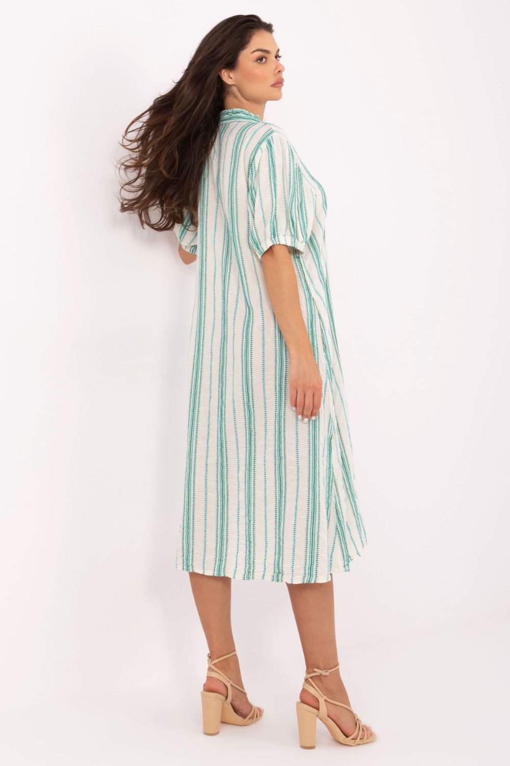 Och Bella Green Midi Striped Dress - view 3