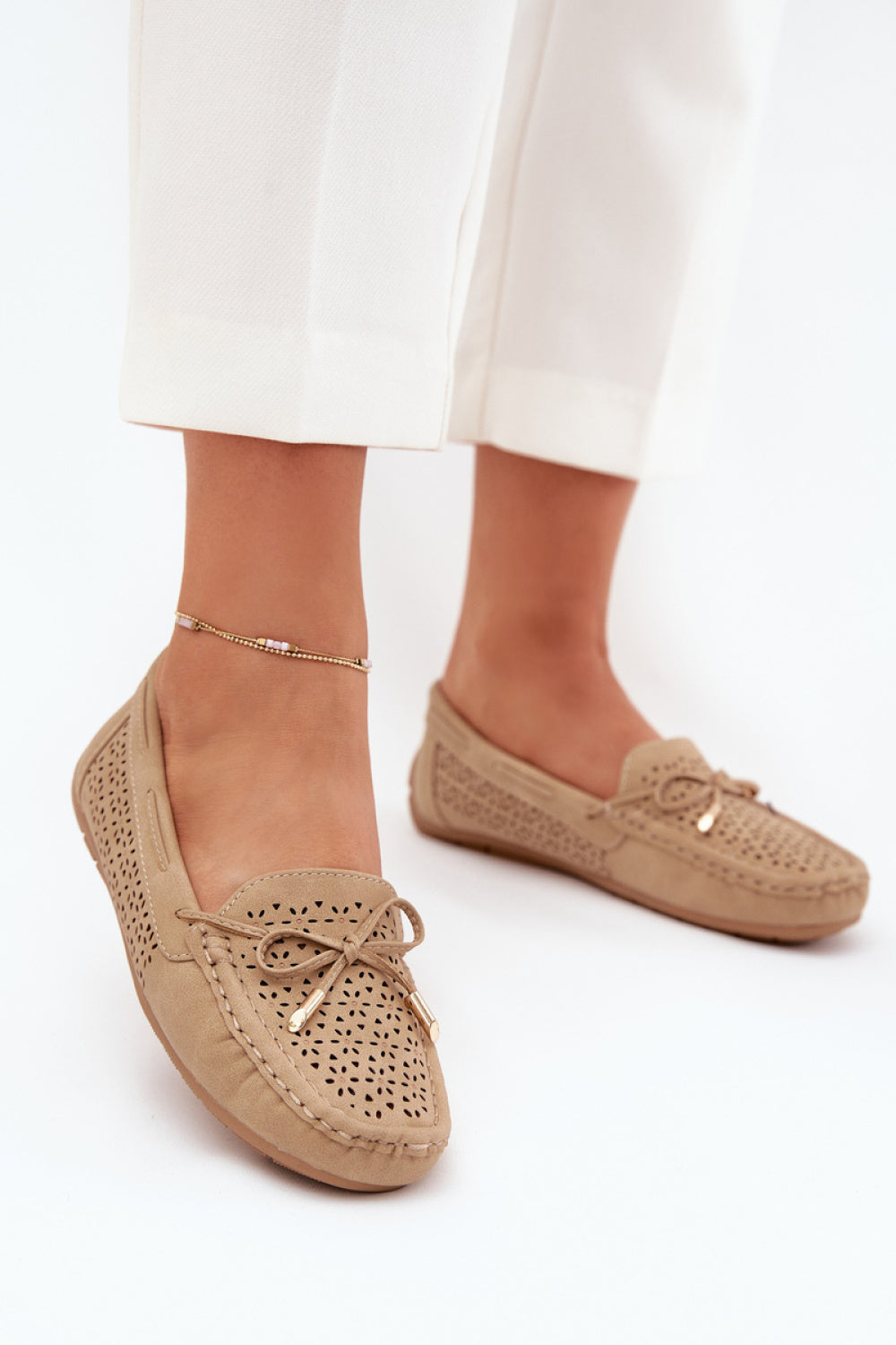 Step In Style Mirisa Khaki Lace Moccasins