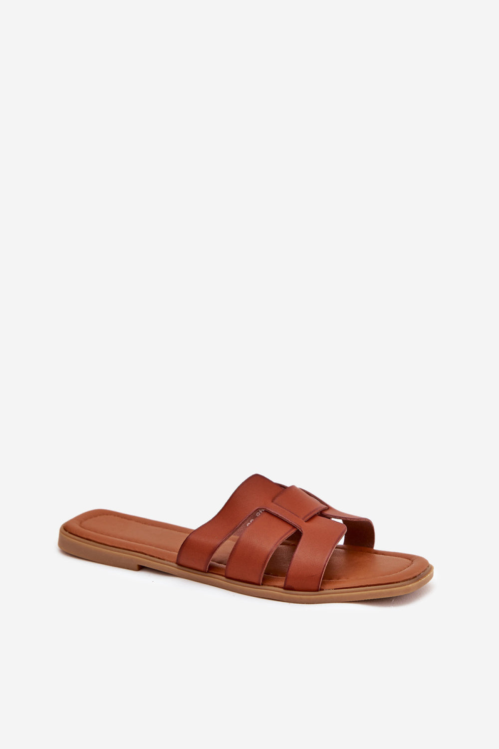 Step In Style Mirona Camel Faux Leather Flat Flip Flops - view 2