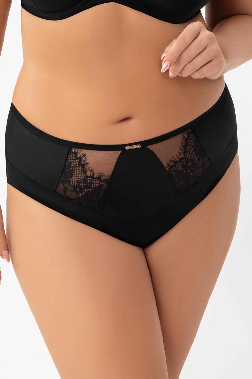 Gorsenia Lingerie Evia Black Mesh High Waisted Knickers