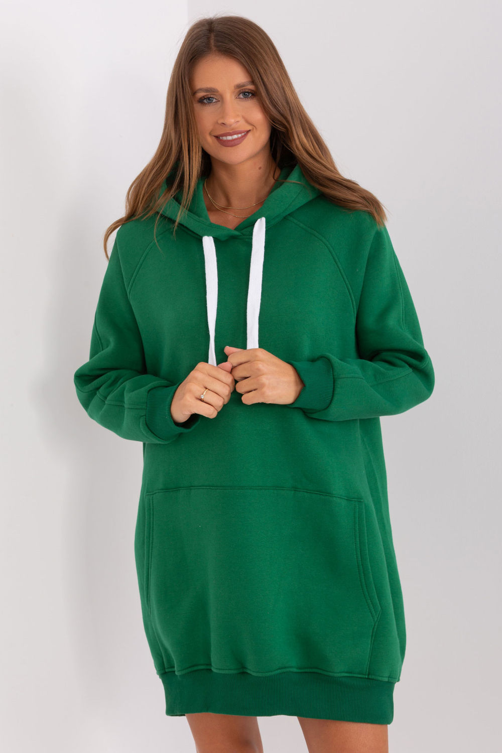 Ex Moda Dark Green Hooded Long Sleeve Cotton Sweatshirt