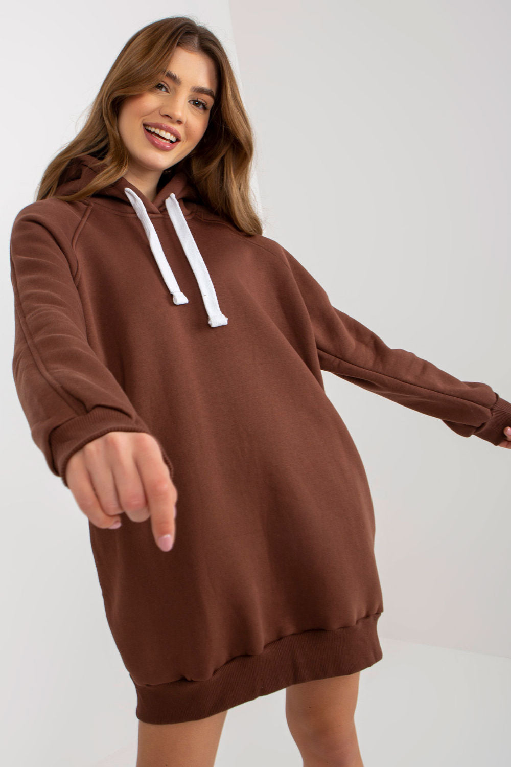 Ex Moda Brown Hooded Long Sleeve Sweatshirt