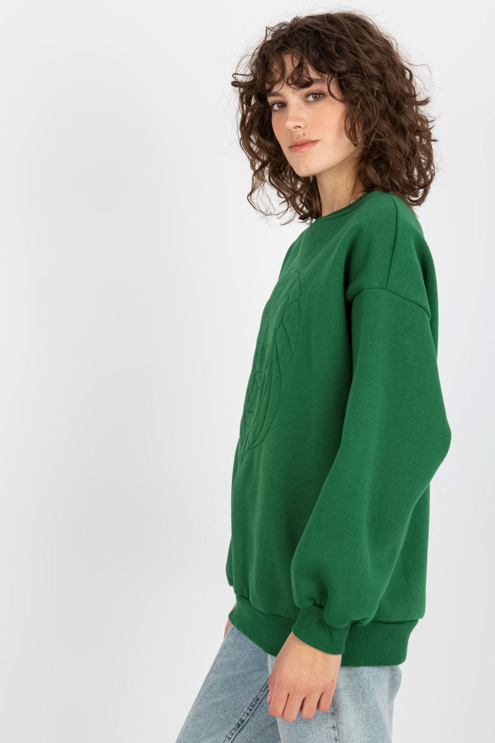 Ex Moda Dark Green Long Sleeve Cotton Sweatshirt - view 2